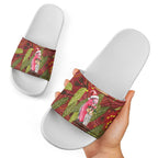 Australia Christmas Indigenous Slide Sandals Galah Bird on Eucalyptus