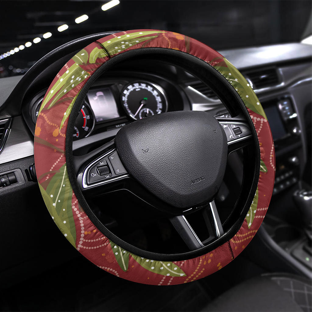 Australia Christmas Indigenous Steering Wheel Cover Galah Bird on Eucalyptus