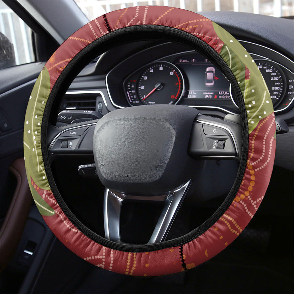 Australia Christmas Indigenous Steering Wheel Cover Galah Bird on Eucalyptus