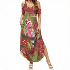 Australia Christmas Indigenous Summer Maxi Dress Galah Bird on Eucalyptus