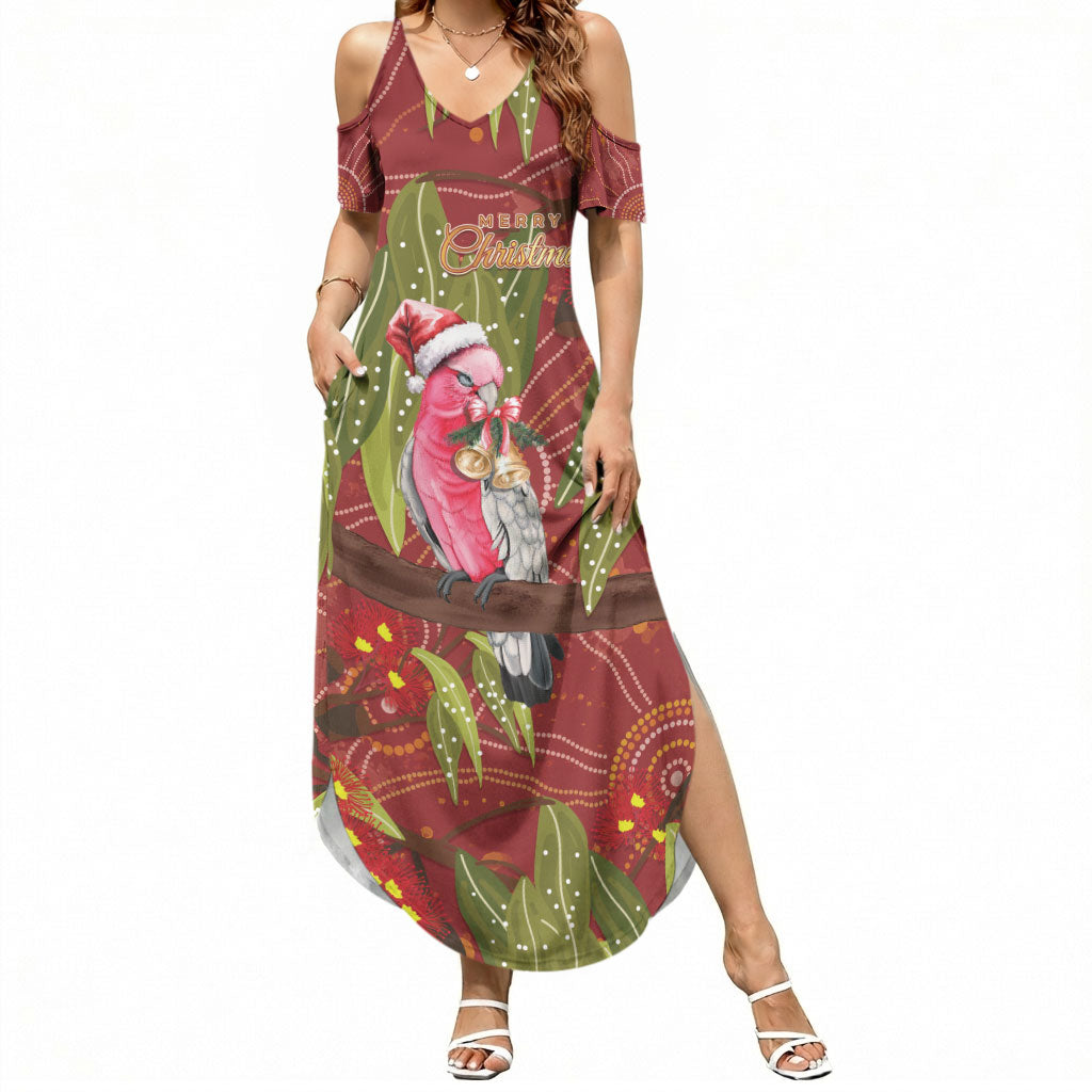 Australia Christmas Indigenous Summer Maxi Dress Galah Bird on Eucalyptus