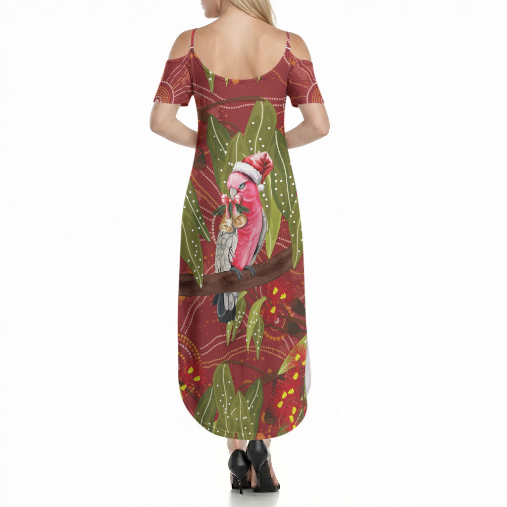 Australia Christmas Indigenous Summer Maxi Dress Galah Bird on Eucalyptus