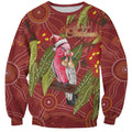 Australia Christmas Indigenous Sweatshirt Galah Bird on Eucalyptus
