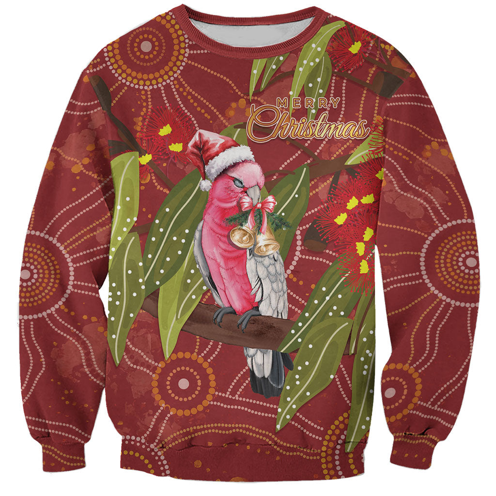 Australia Christmas Indigenous Sweatshirt Galah Bird on Eucalyptus