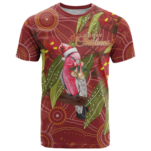Australia Christmas Indigenous T Shirt Galah Bird on Eucalyptus