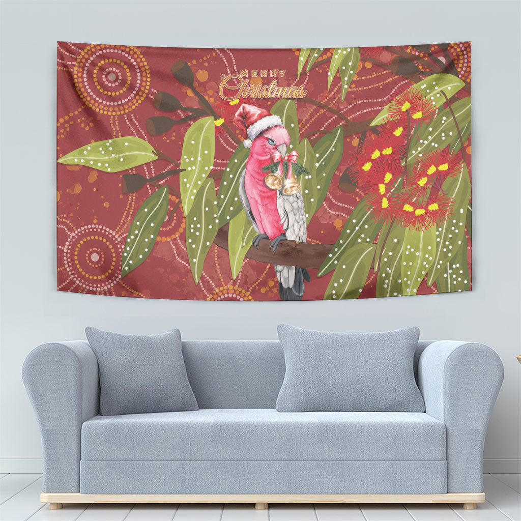 Australia Christmas Indigenous Tapestry Galah Bird on Eucalyptus