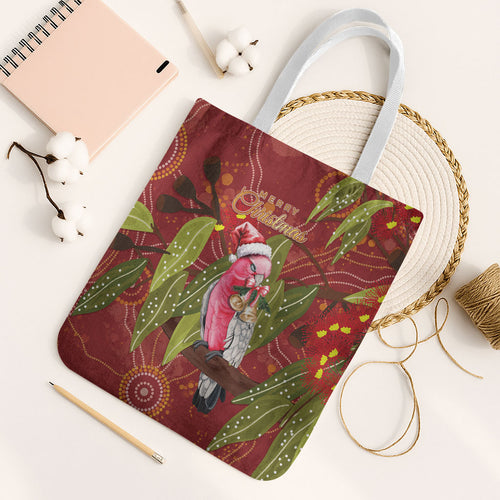 Australia Christmas Indigenous Tote Bag Galah Bird on Eucalyptus