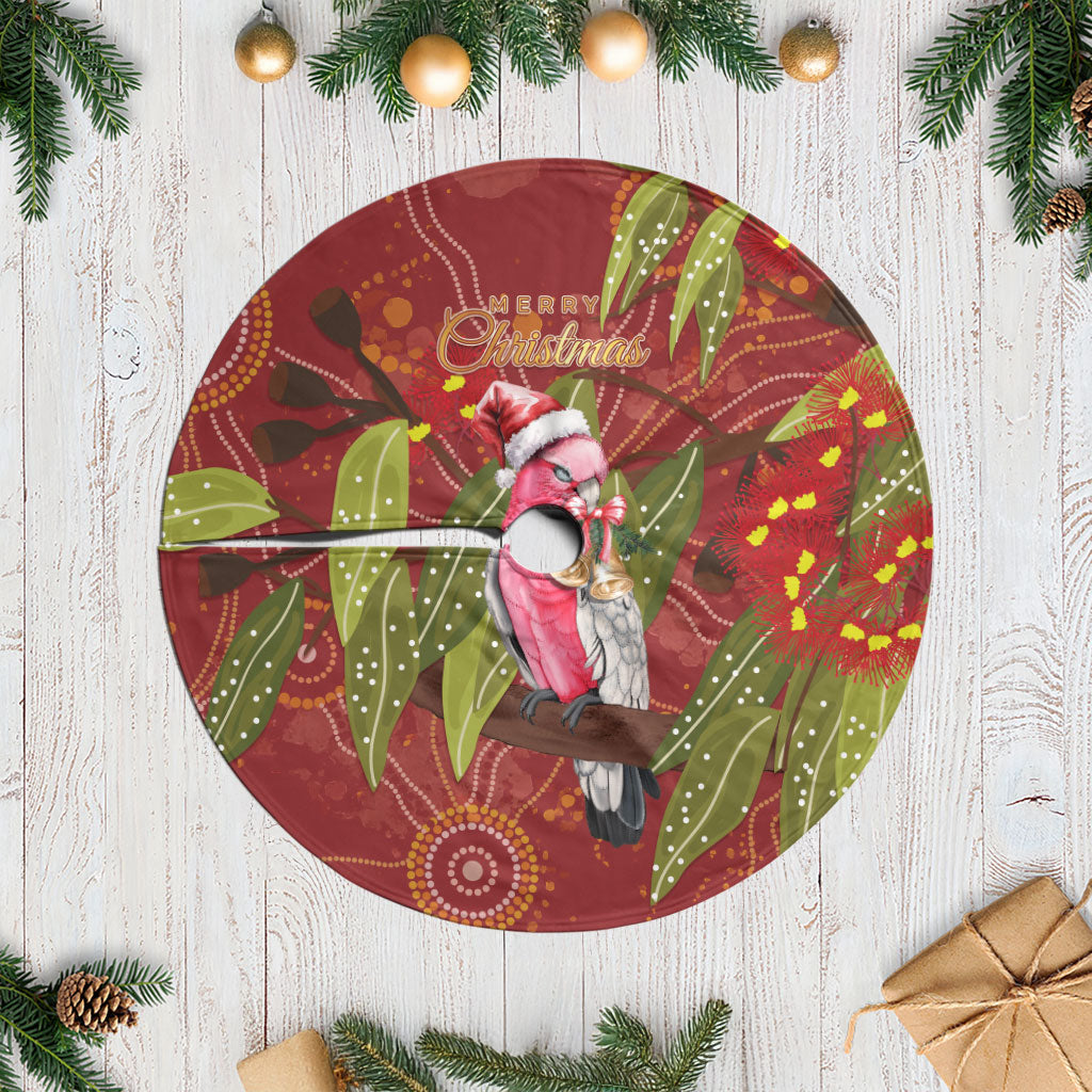 Australia Christmas Indigenous Tree Skirt Galah Bird on Eucalyptus