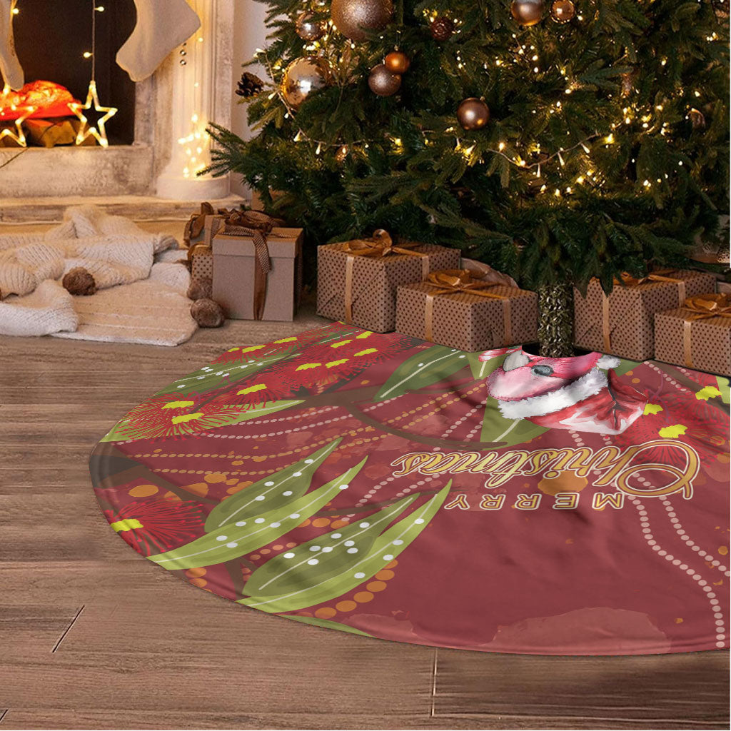 Australia Christmas Indigenous Tree Skirt Galah Bird on Eucalyptus