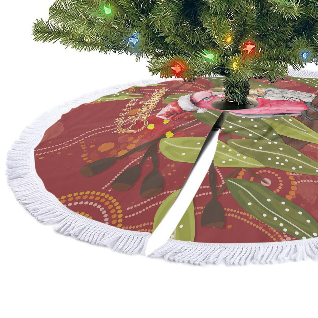 Australia Christmas Indigenous Tree Skirt Galah Bird on Eucalyptus