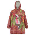 Australia Christmas Indigenous Wearable Blanket Hoodie Galah Bird on Eucalyptus