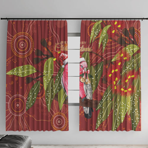Australia Christmas Indigenous Window Curtain Galah Bird on Eucalyptus