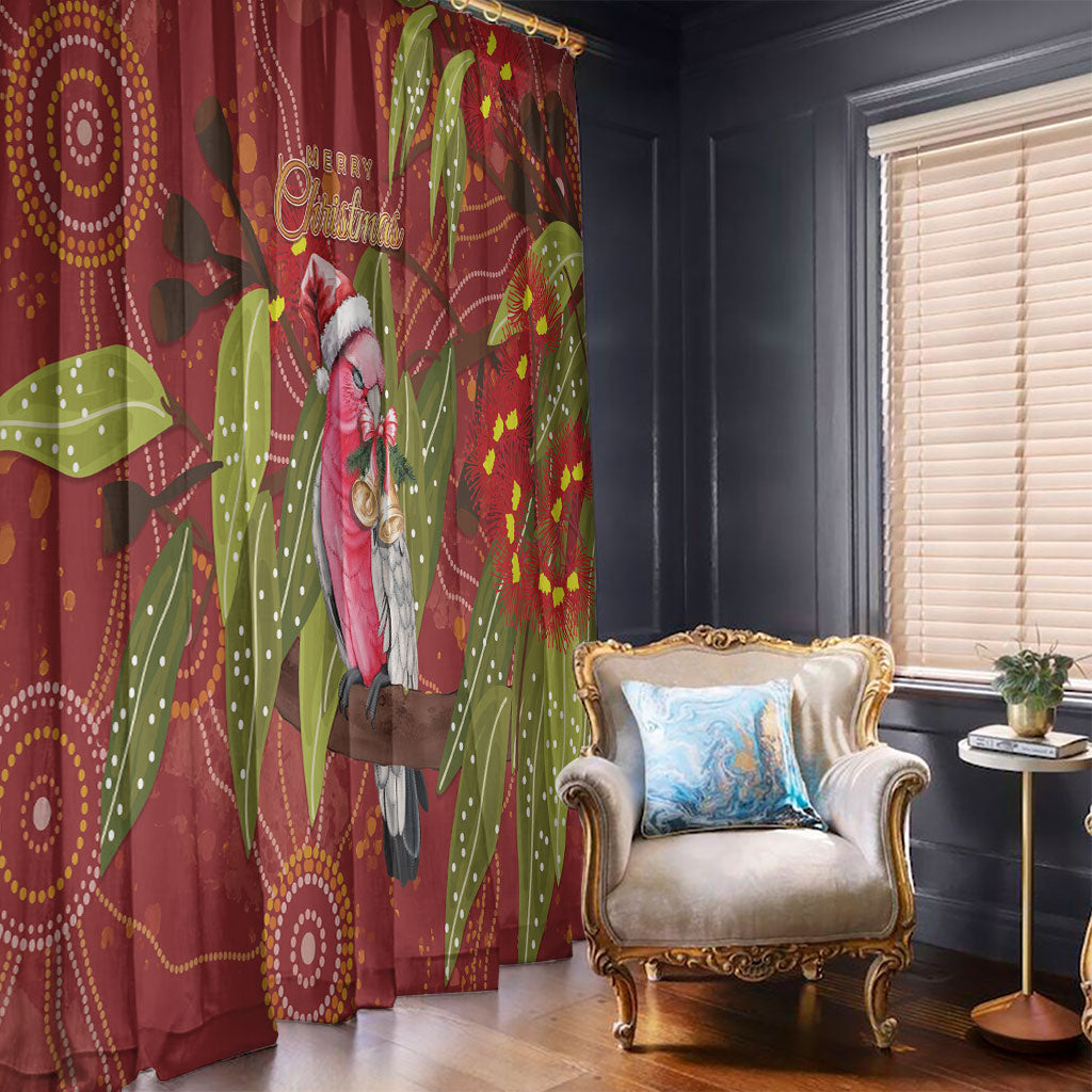 Australia Christmas Indigenous Window Curtain Galah Bird on Eucalyptus