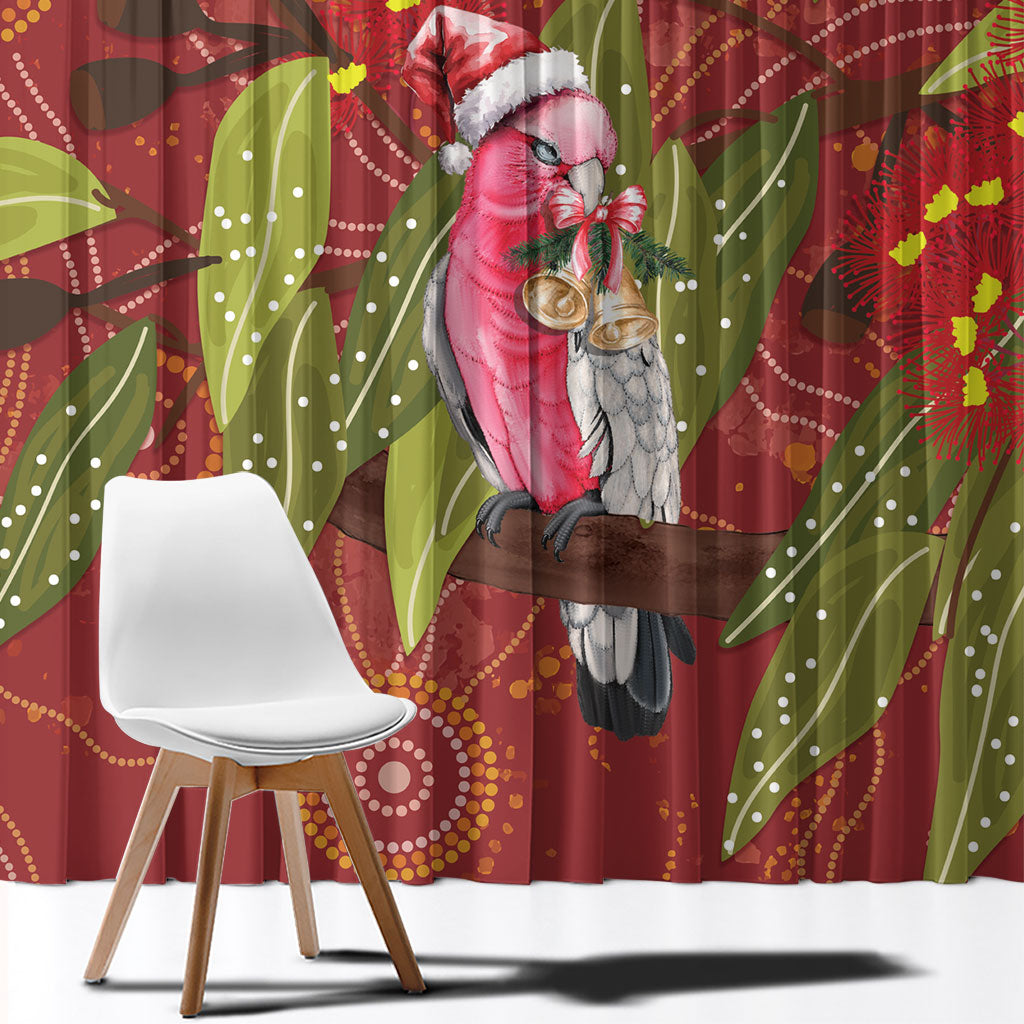 Australia Christmas Indigenous Window Curtain Galah Bird on Eucalyptus