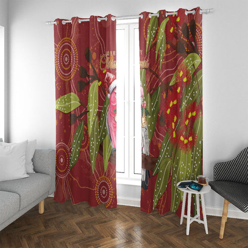 Australia Christmas Indigenous Window Curtain Galah Bird on Eucalyptus