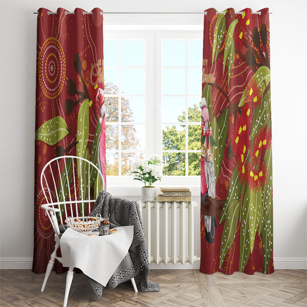 Australia Christmas Indigenous Window Curtain Galah Bird on Eucalyptus