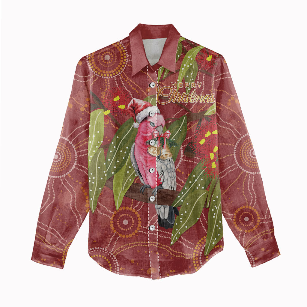 Australia Christmas Indigenous Women Casual Shirt Galah Bird on Eucalyptus