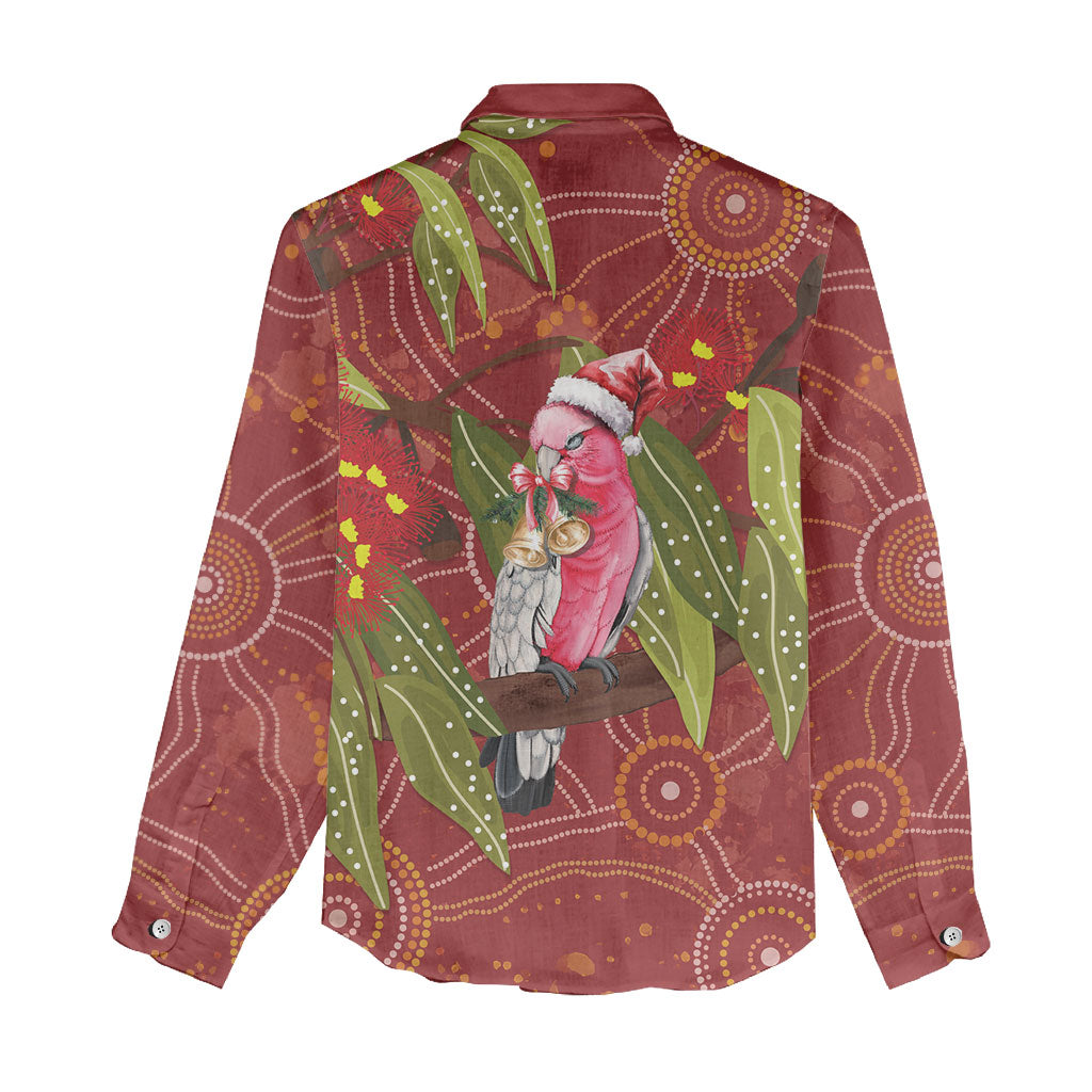 Australia Christmas Indigenous Women Casual Shirt Galah Bird on Eucalyptus