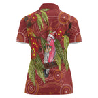Australia Christmas Indigenous Women Polo Shirt Galah Bird on Eucalyptus