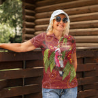 Australia Christmas Indigenous Women Polo Shirt Galah Bird on Eucalyptus