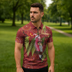 Australia Christmas Indigenous Zipper Polo Shirt Galah Bird on Eucalyptus