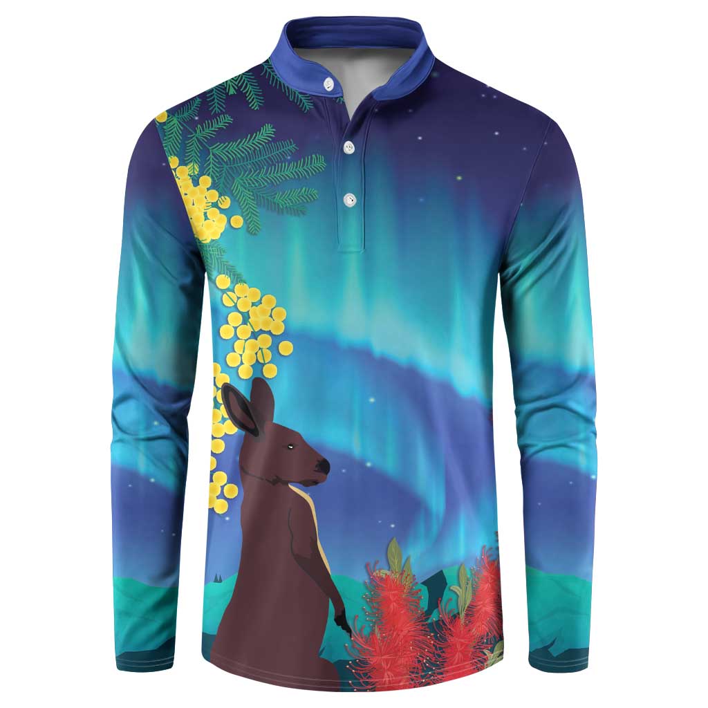 Australia Northern Lights Scenery Button Sweatshirt