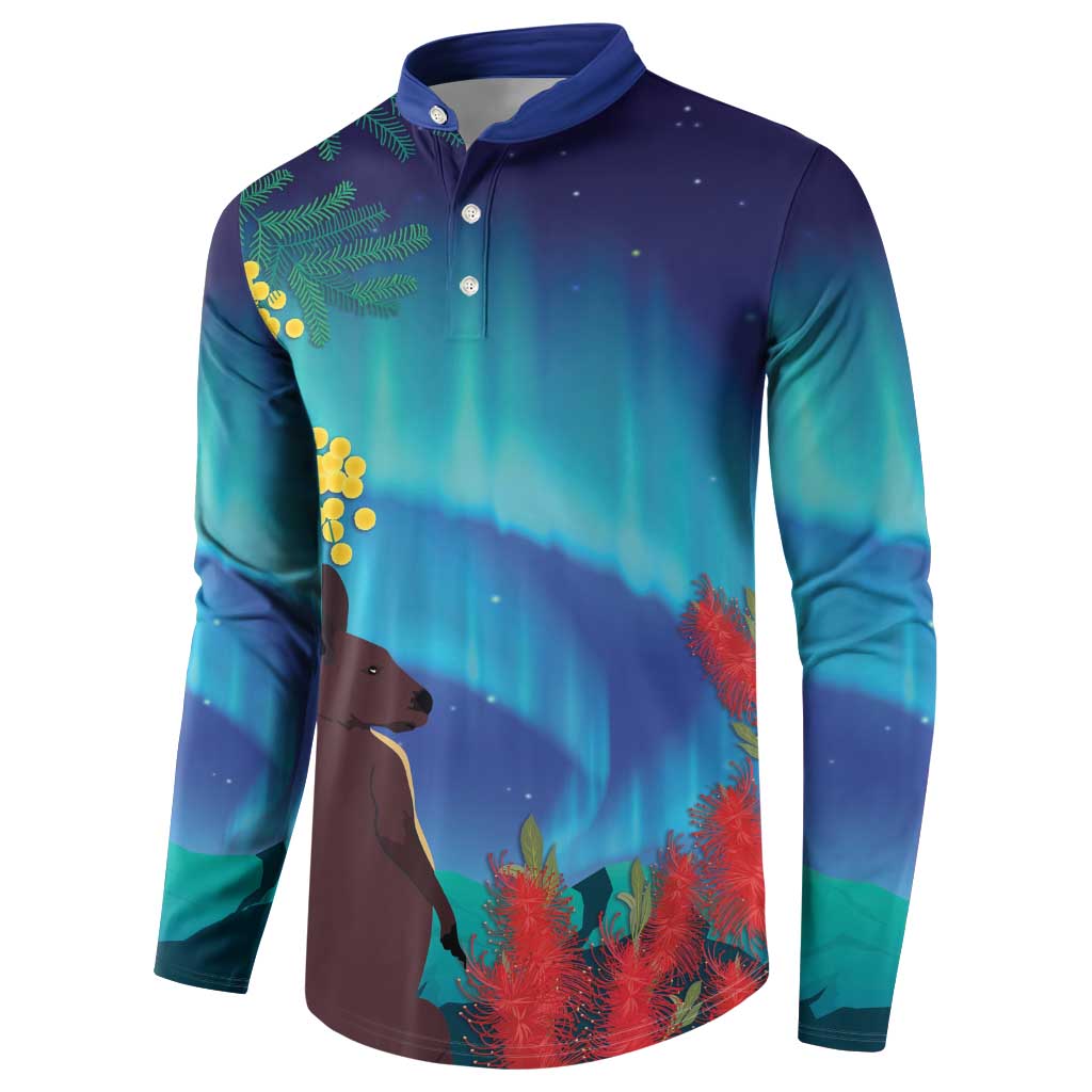 Australia Northern Lights Scenery Button Sweatshirt