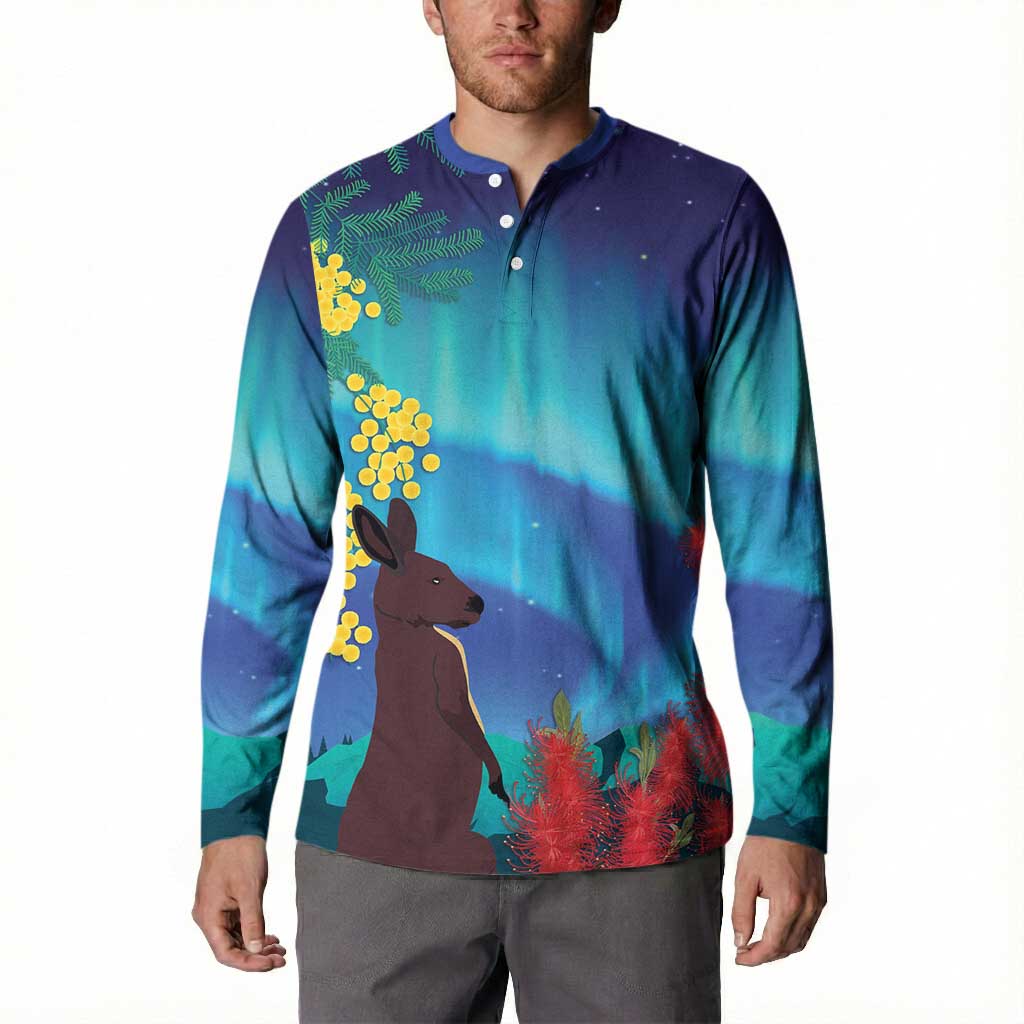 Australia Northern Lights Scenery Button Sweatshirt