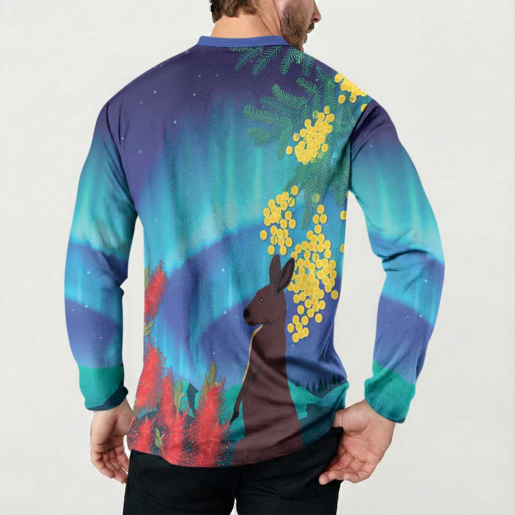 Australia Northern Lights Scenery Button Sweatshirt
