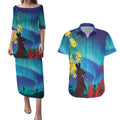 Australia Northern Lights Scenery Couples Matching Puletasi and Hawaiian Shirt
