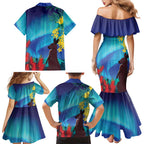 Australia Northern Lights Scenery Family Matching Mermaid Dress and Hawaiian Shirt