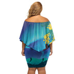 Australia Northern Lights Scenery Family Matching Off Shoulder Short Dress and Hawaiian Shirt