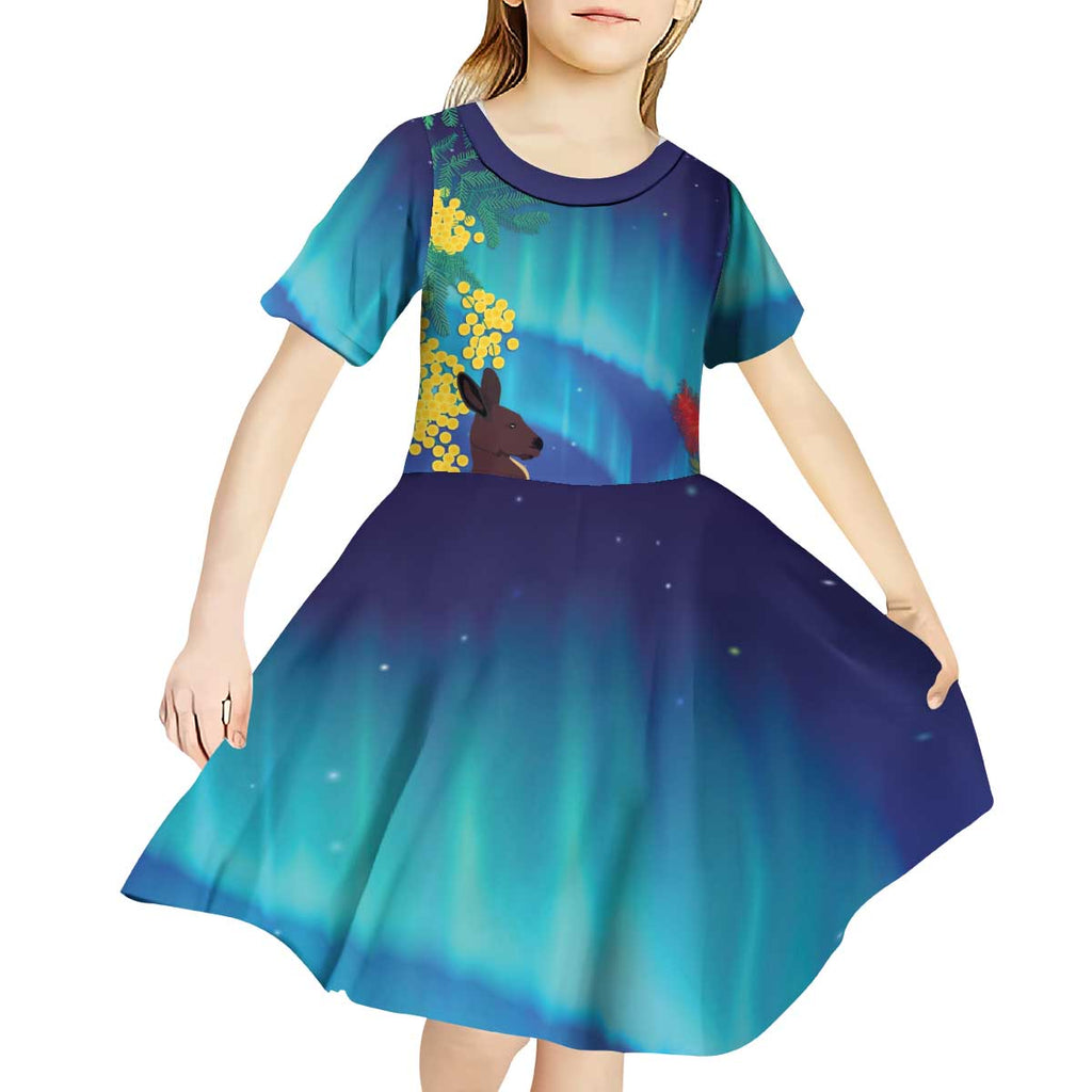Australia Northern Lights Scenery Kid Short Sleeve Dress