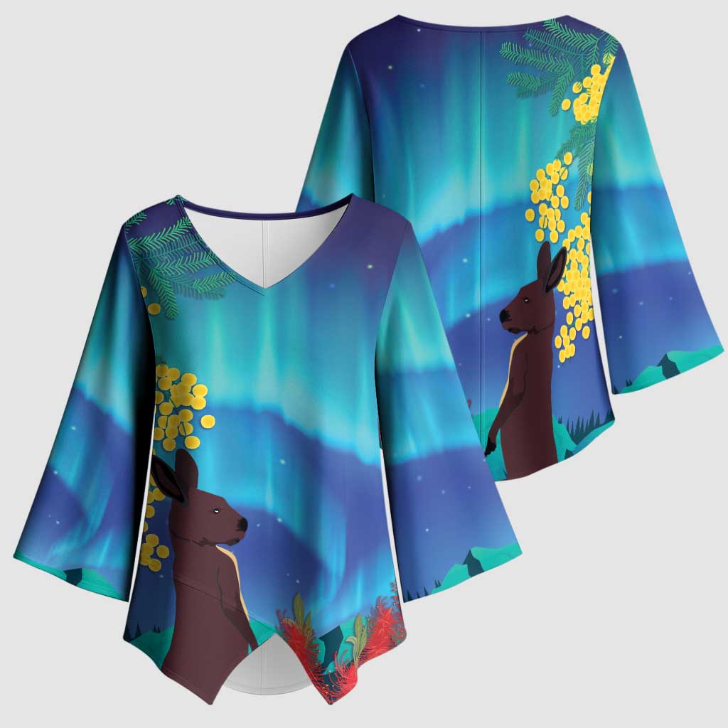 Australia Northern Lights Scenery Kimono Sleeve Blouse