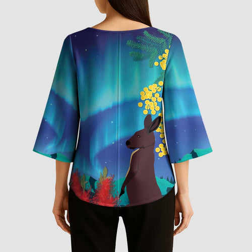 Australia Northern Lights Scenery Kimono Sleeve Blouse