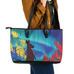 Australia Northern Lights Scenery Leather Tote Bag