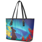 Australia Northern Lights Scenery Leather Tote Bag