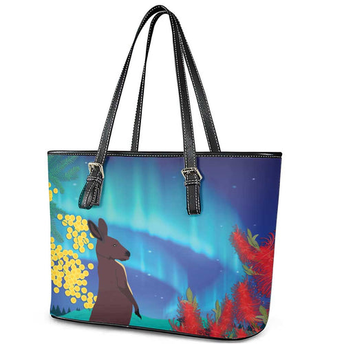 Australia Northern Lights Scenery Leather Tote Bag