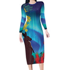 Australia Northern Lights Scenery Long Sleeve Bodycon Dress