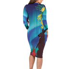 Australia Northern Lights Scenery Long Sleeve Bodycon Dress