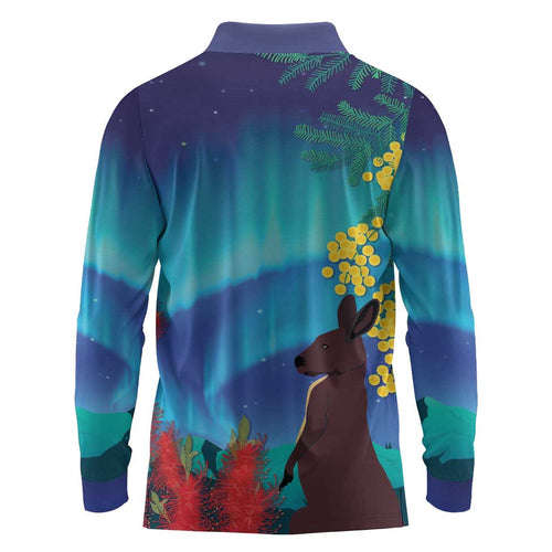 Australia Northern Lights Scenery Long Sleeve Polo Shirt