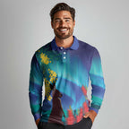 Australia Northern Lights Scenery Long Sleeve Polo Shirt