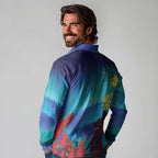 Australia Northern Lights Scenery Long Sleeve Polo Shirt