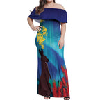 Australia Northern Lights Scenery Off Shoulder Maxi Dress