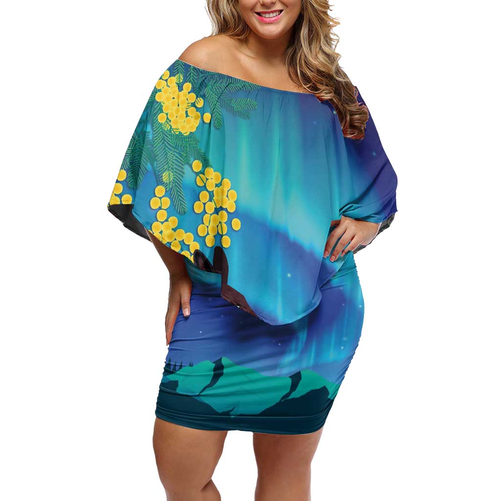 Australia Northern Lights Scenery Off Shoulder Short Dress