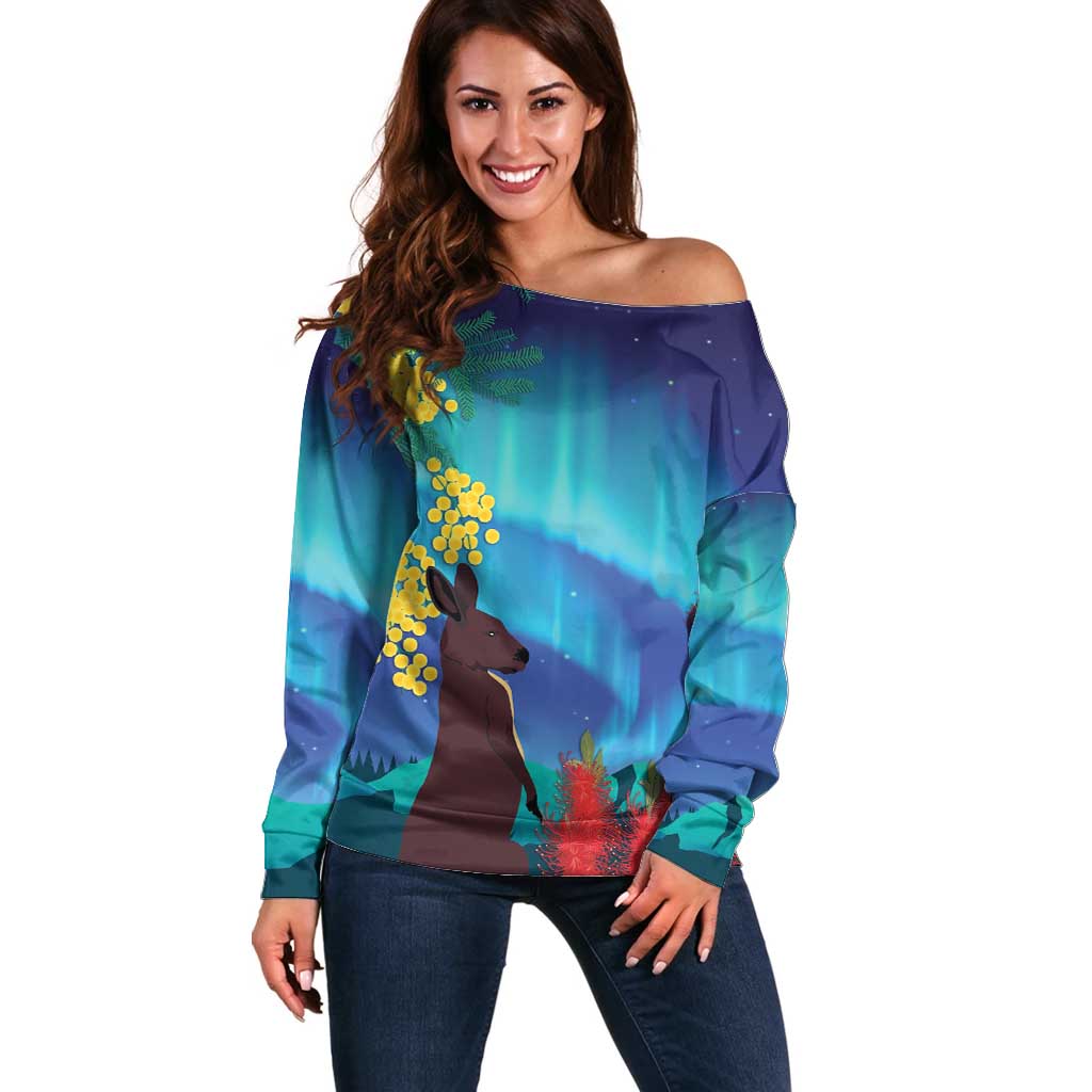 Australia Northern Lights Scenery Off Shoulder Sweater
