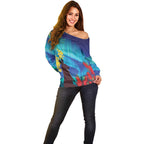Australia Northern Lights Scenery Off Shoulder Sweater