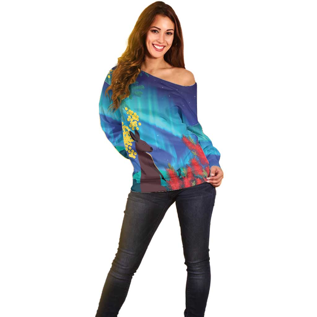 Australia Northern Lights Scenery Off Shoulder Sweater