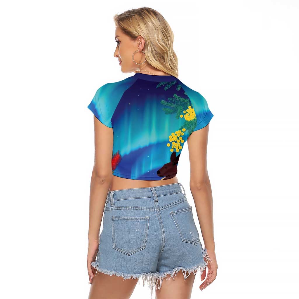 Australia Northern Lights Scenery Raglan Cropped T Shirt