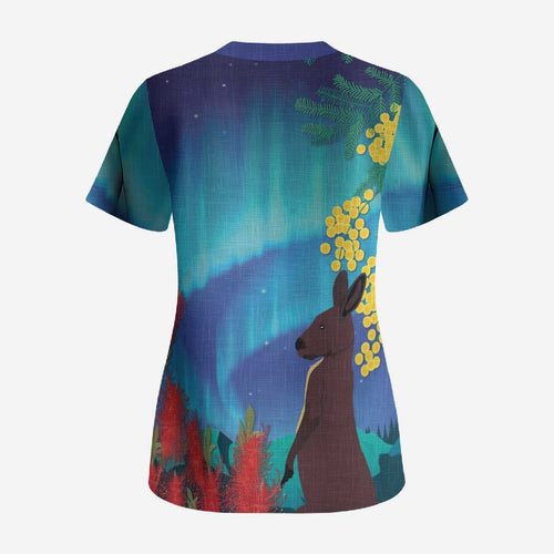 Australia Northern Lights Scenery Scrub Top